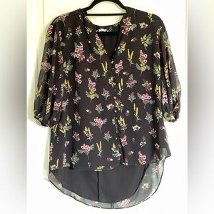 Apricot XL (us 12) mid sleeve floral blouse